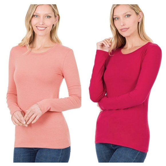 Zenana Outfitters Tops - Zenana Cotton Long Sleeve Round Neck Tee